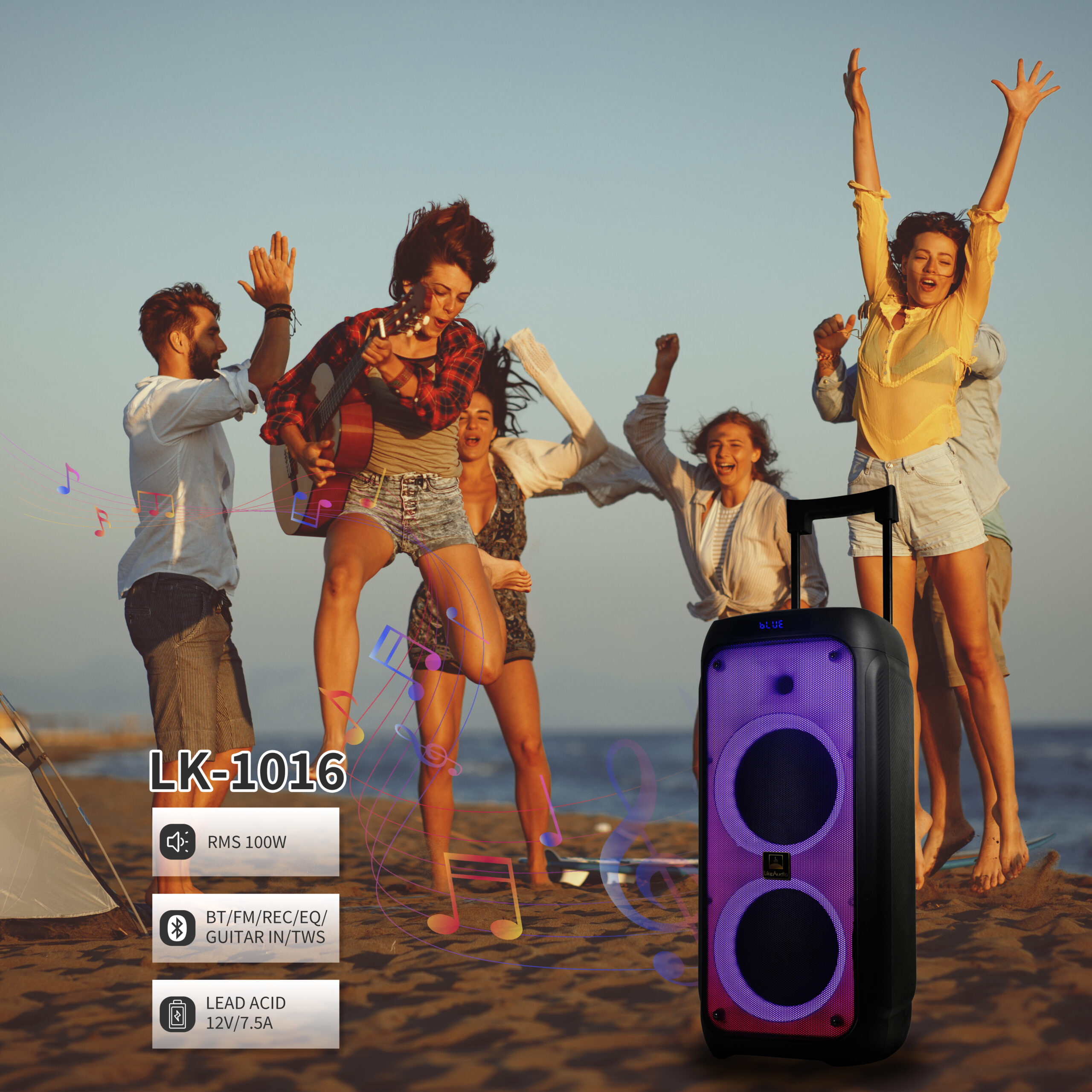 LK-1016 Dual 10″ Bluetooth Party Speaker