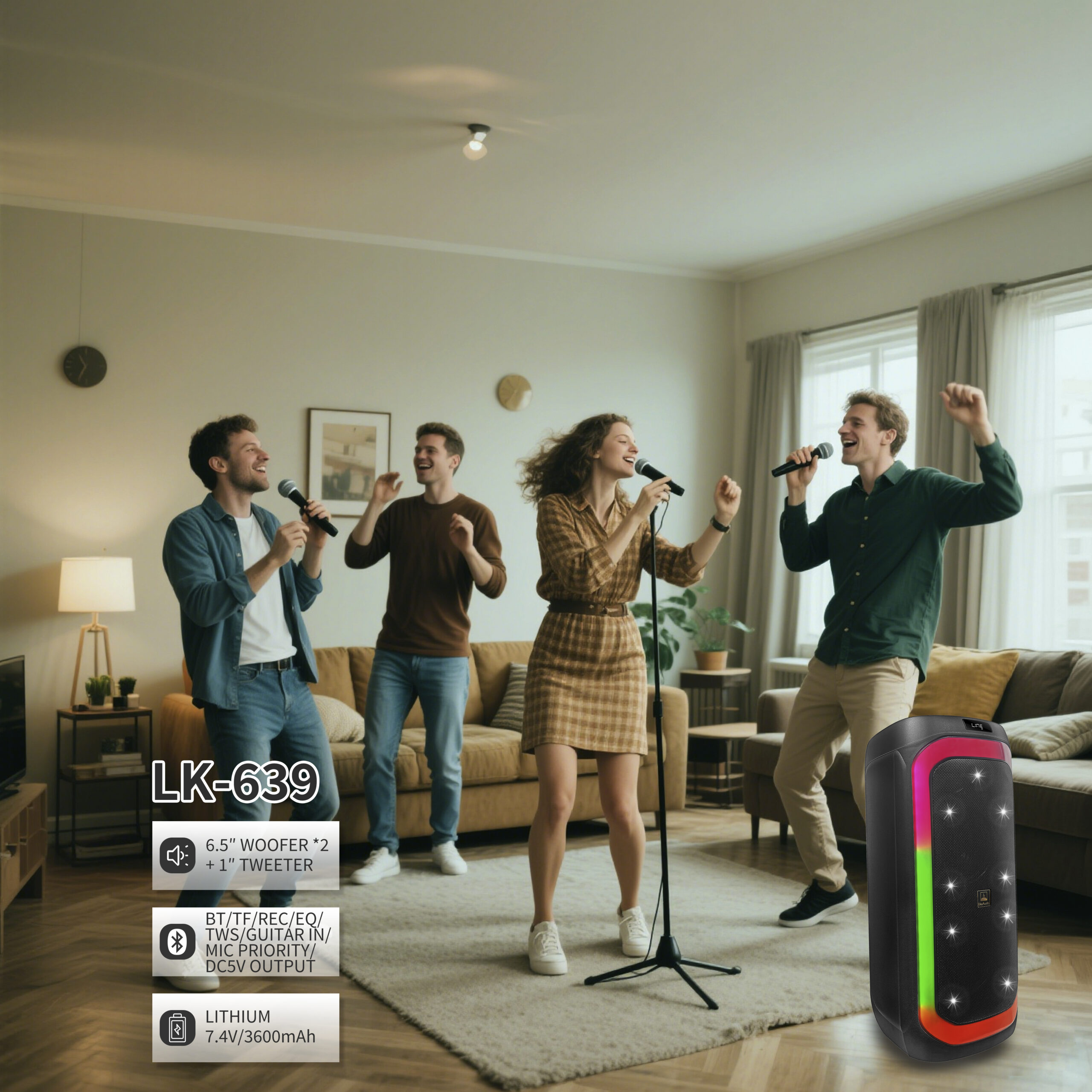 LK-639 Double 6.5-Inch Party Speaker