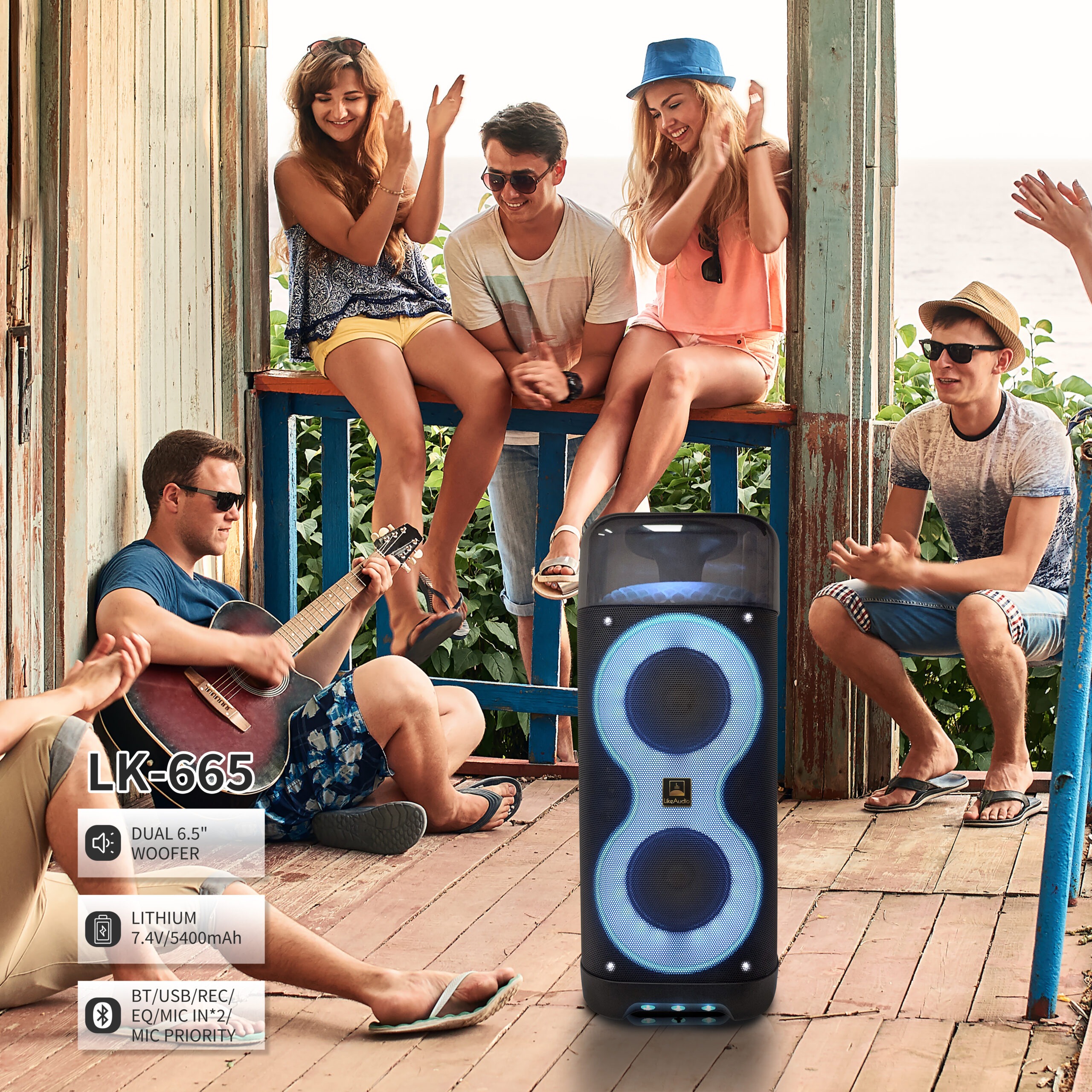 LK-665 Dual 6.5″ Bluetooth Party Speaker