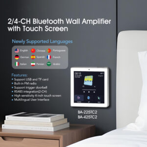2/4-CH Bluetooth Wall Amplifier with Touchscreen