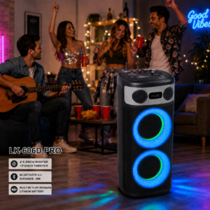 LK-606D PRO Dual 6.5″ Bluetooth Party Speaker